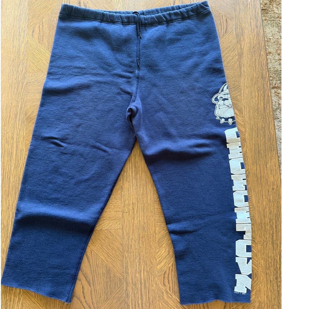 Vintage Logo 7 Georgetown Hoyas Sweatpants XL Navy